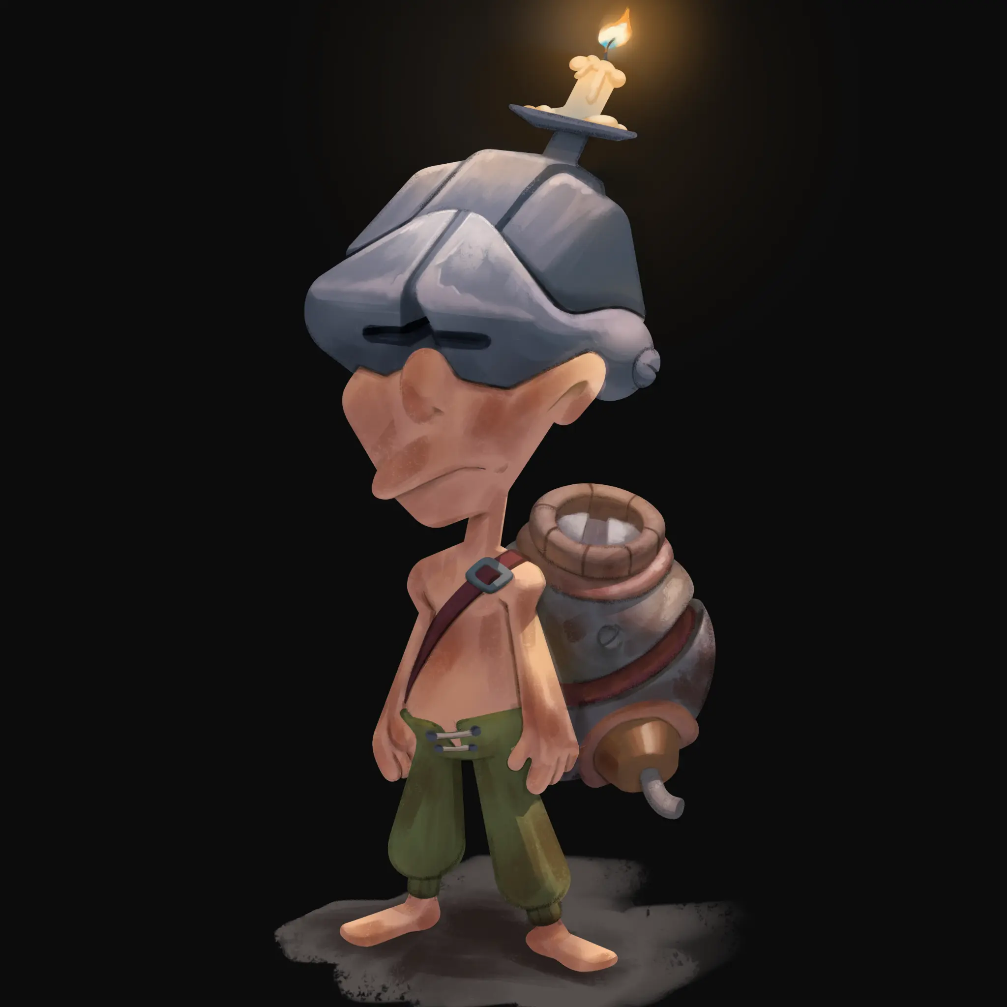 Explorador com uma vela