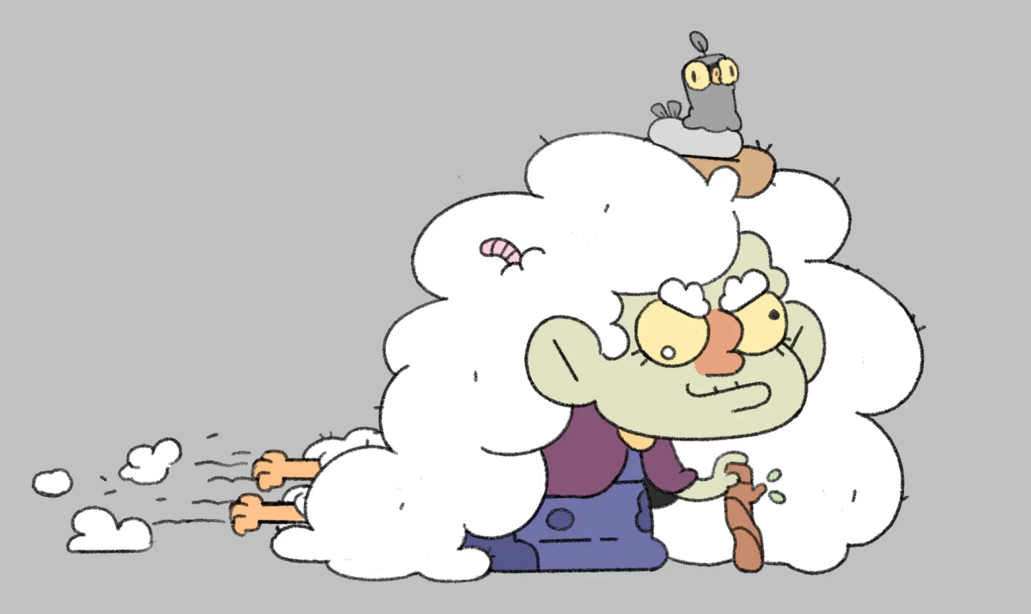 Personagem em meio à fumaça